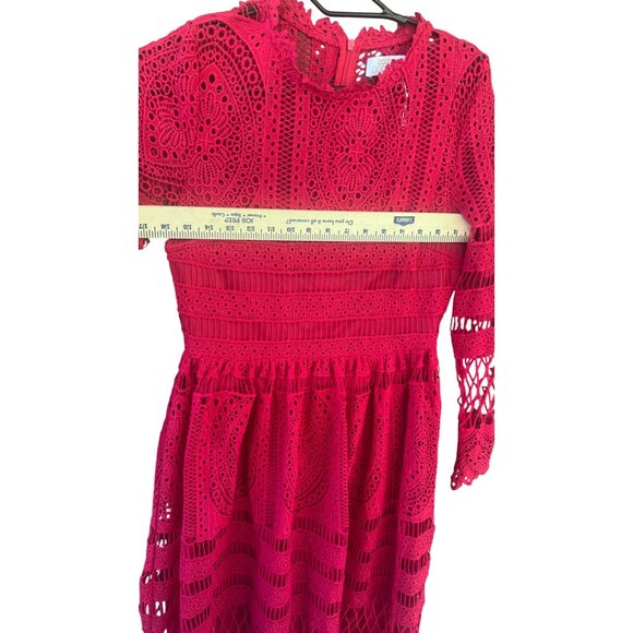 Boohoo Occasion Red Lace Dress Womens UK 12 US 8 - Picture 7 of 12
